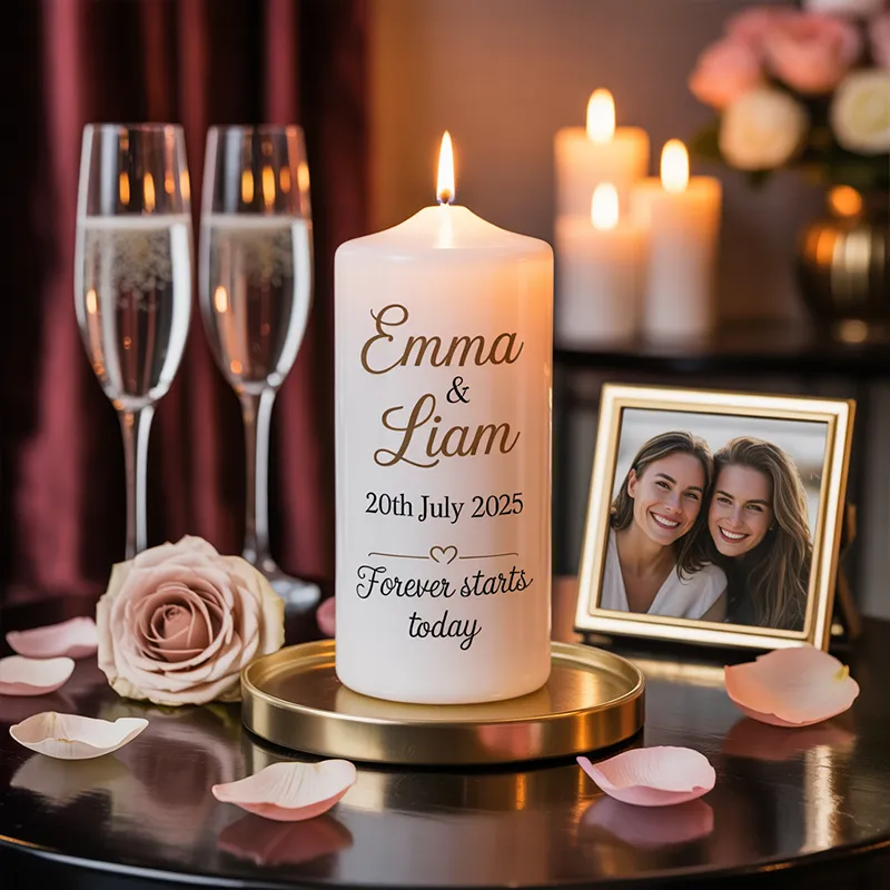 Personalized Anniversary & Couple Pillar Candle – A Timeless Keepsake of Love