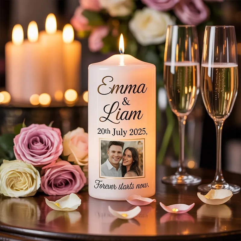 Personalized Anniversary & Couple Pillar Candle – A Timeless Keepsake of Love