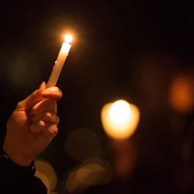 The flame of a candle